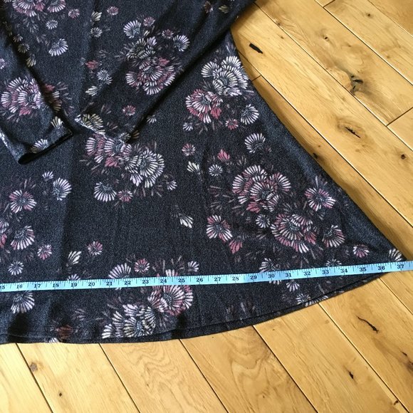 Whimsygoth Mock Neck Jersey Knit Swing Abstract Floral Mini Dress - Picture 12 of 15